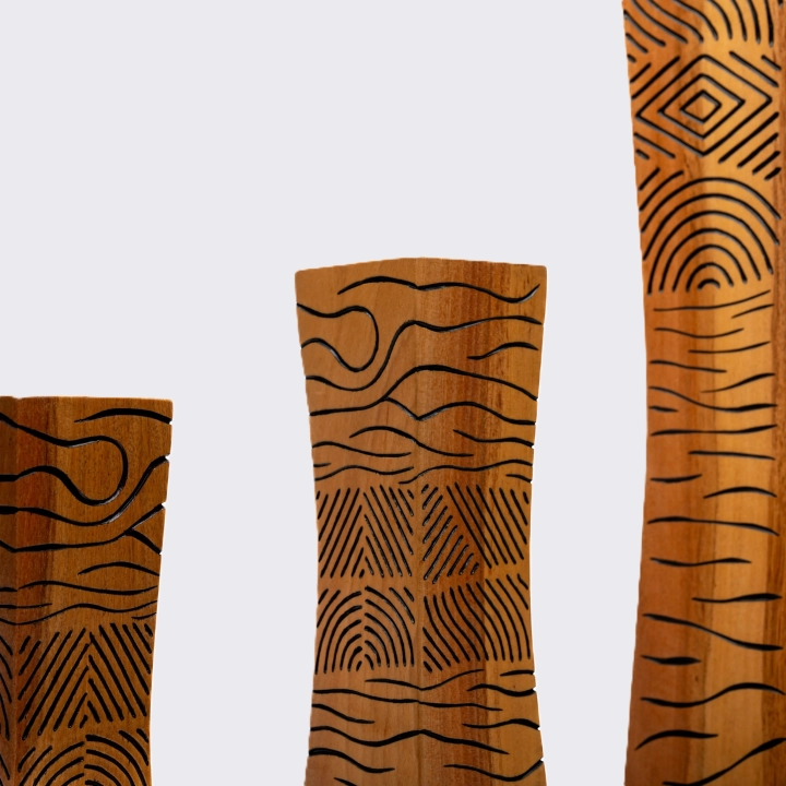 Hand-carved wooden candle holder