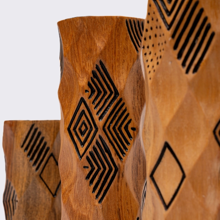 Close-up view of the candles holders 