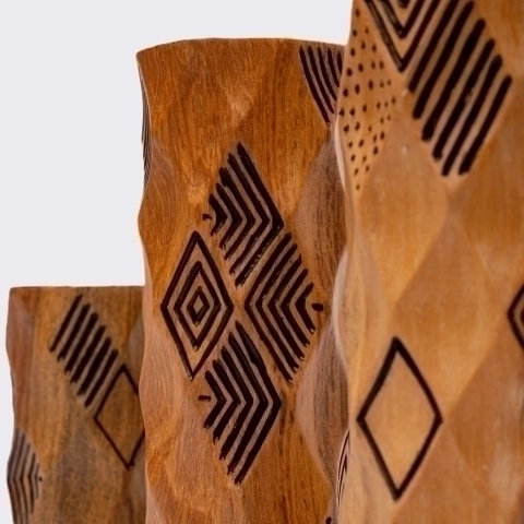 Close-up view of the candles holders 