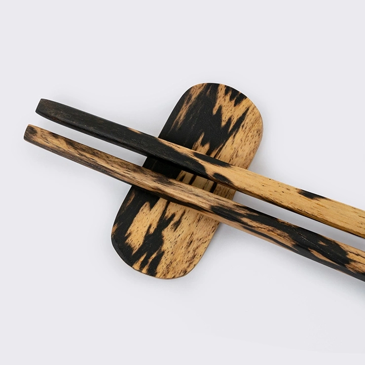 Close-up view of the chopstick's details.