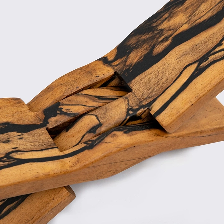 Close-up view of the book stand 's details.