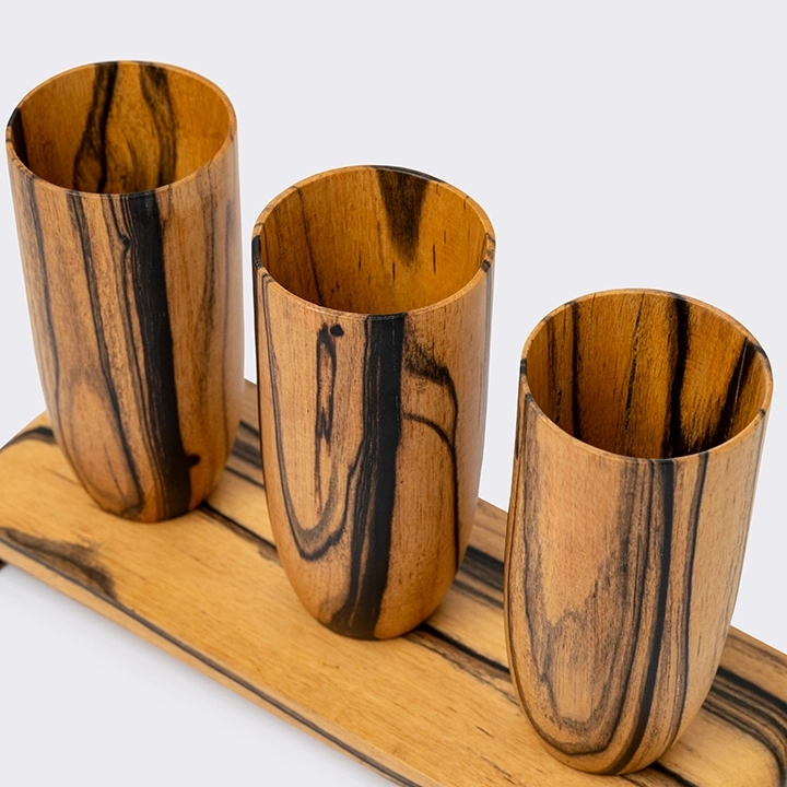 Close-up view of the vases