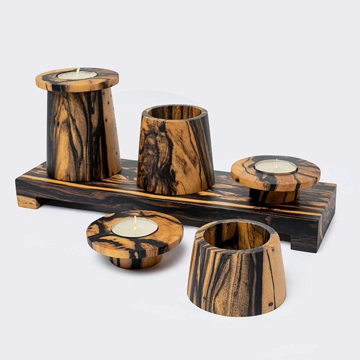 Close-up view of the candle holder's details