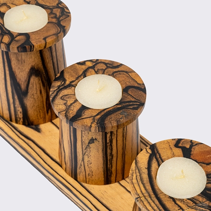 Close-up view of the candle holder's details