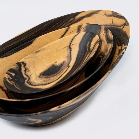 Close-up view of the bowls' details.