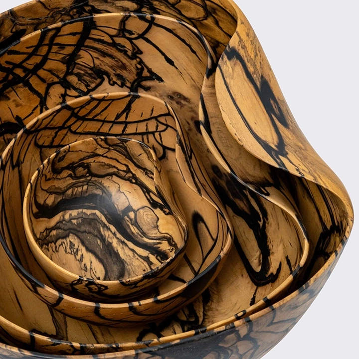 Close-up view of the bowls's details.