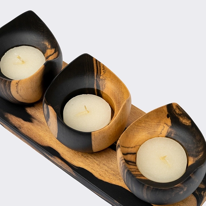 Close-up view of the candle holder's details