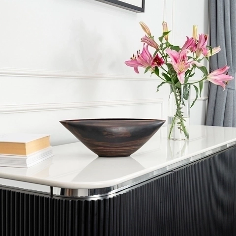 Picture in situ of the Oval Curved Edge bowl