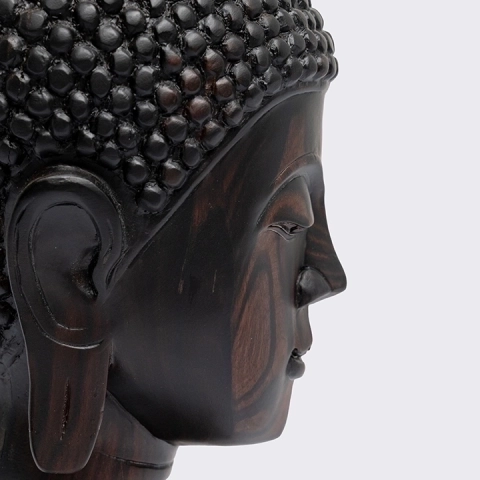 Detail Picture of the Buddha Head Tall Parted Haircut on Pedestal
