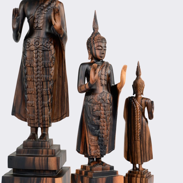 Close-up view of the Buddha sculpture's details.