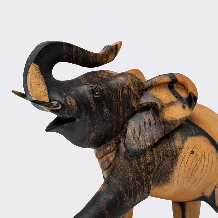 Close-up view of the Elephant sculpture's details.