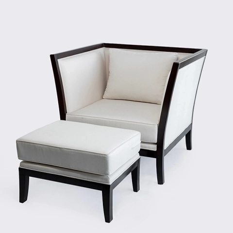 Detail picture of the armchair with stool