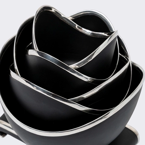 close-up view of the bowls