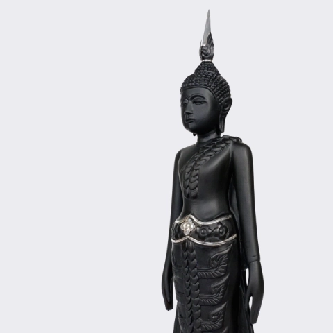 Close-up view of the  buddha's sculpture's details.